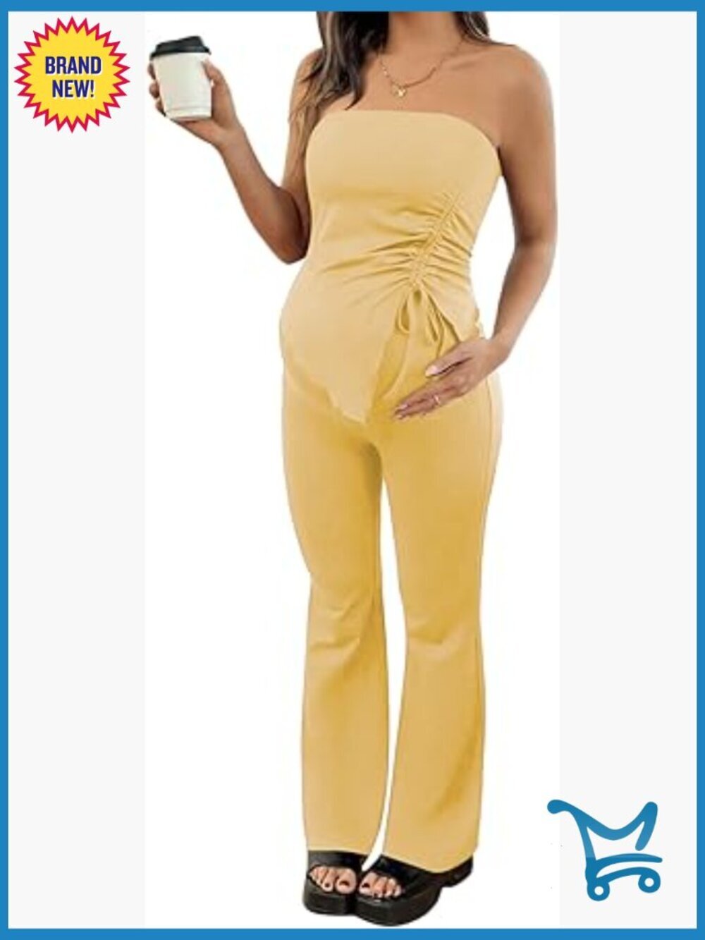 Maternity 2 Piece Set: Tube Top & Flare Pants Summer Outfit